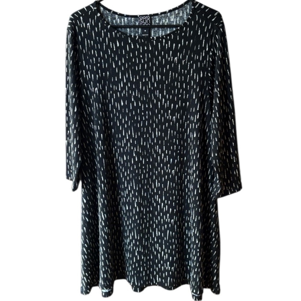 Like New Clara Sun Woo Black
Brushstroke Knit Tunic Dress Size Medium - Picture 1 of 7